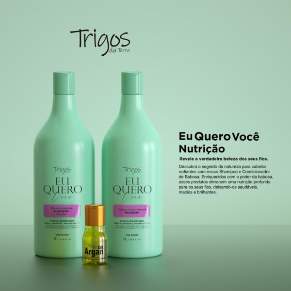 Trigos da Terra - Conjunto de Babosa Nutrição: Shampoo, Condicionador e Óleo - Image 2